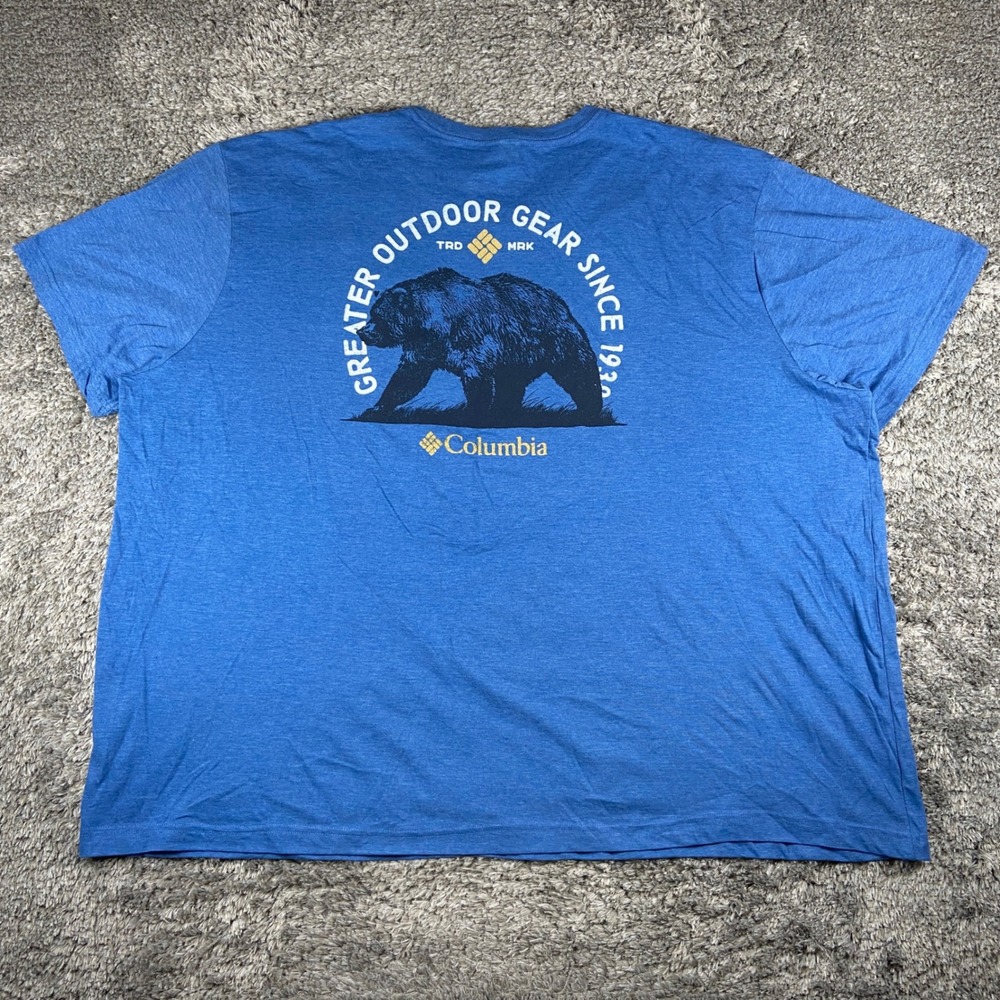 Columbia Graphic T-Shirt Mens 5X Blue Bear Outdoor Gear Hiking Short Sleeve Tee